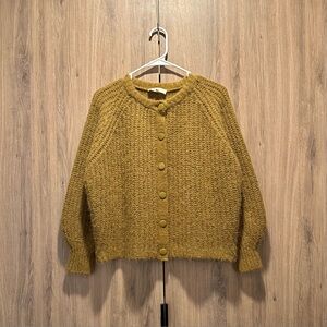 Sezane Emile Bronze Gold Chunky Alpaca Crew Neck Cardigan Size S